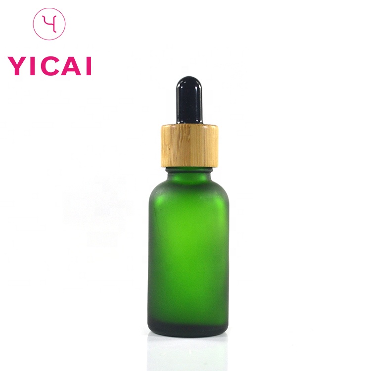 Hot Sale Low Moq 5ml 10ml 15ml 20ml 30ml 50ml 60ml 100ml 120ml Bamboo Frosted Glass Essential Oil Dropper Bottle With Bamboo Cap