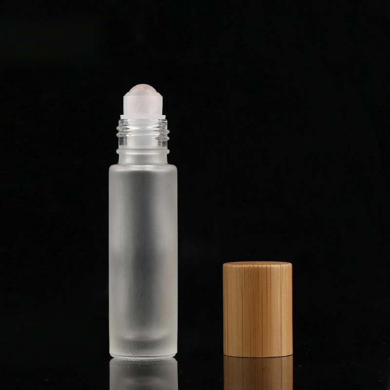 Hot Sale Luxury 10ML Frosted Roll On Essential Oil Bottle Glass With Bamboo Cap