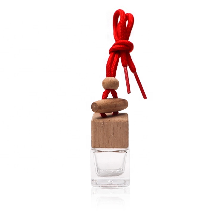 Hot Sale Luxury Mini Round Clear Hanging Empty Bottle Car Perfume 8 ml With Wooden Cap