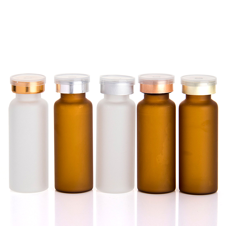 Hot Sale Medical Glass Bottle with Cap 15ml Frosted Amber Clear Ampoule Injection Penicillin Glass Bottle for pharma