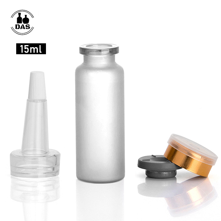 Hot Sale Medical Glass Bottle with Cap 15ml Frosted Amber Clear Ampoule Injection Penicillin Glass Bottle for pharma