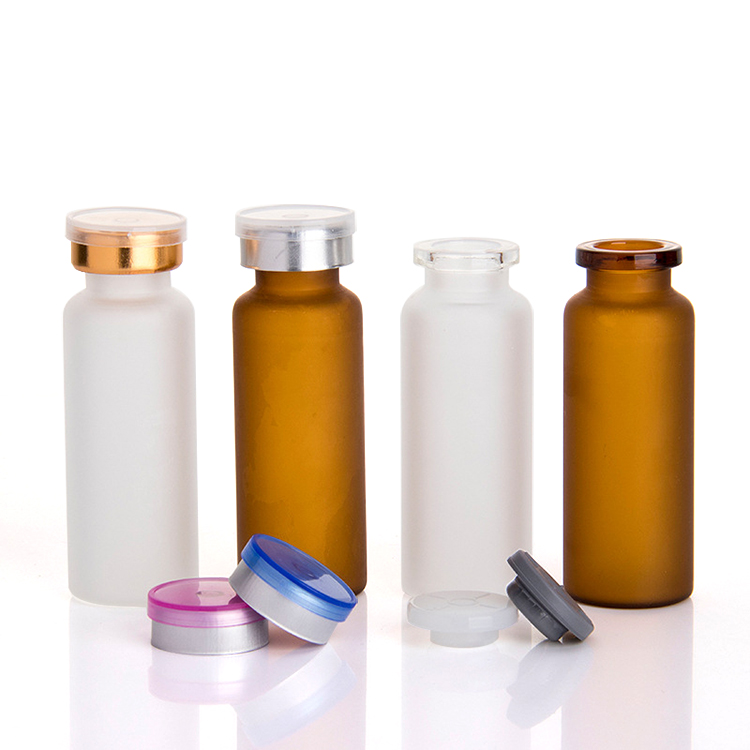 Hot Sale Medical Glass Bottle with Cap 15ml Frosted Amber Clear Ampoule Injection Penicillin Glass Bottle for pharma