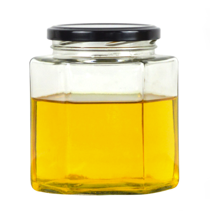 Hot Sale Metal Lid 500g 1000g Hexagonal Honey Chili Sauce Glass Bottles