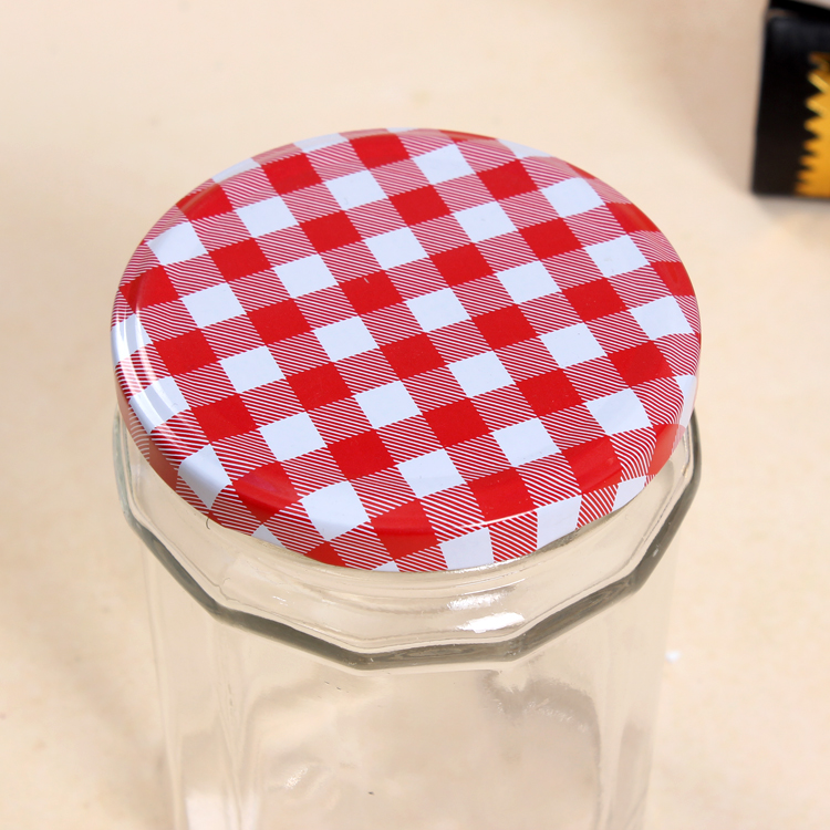 Hot Sale Multisize French Style Clear Glass Jar with Metal Lid for Honey Sauce Jam Used