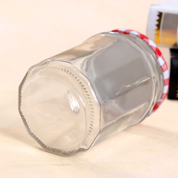 Hot Sale Multisize French Style Clear Glass Jar with Metal Lid for Honey Sauce Jam Used