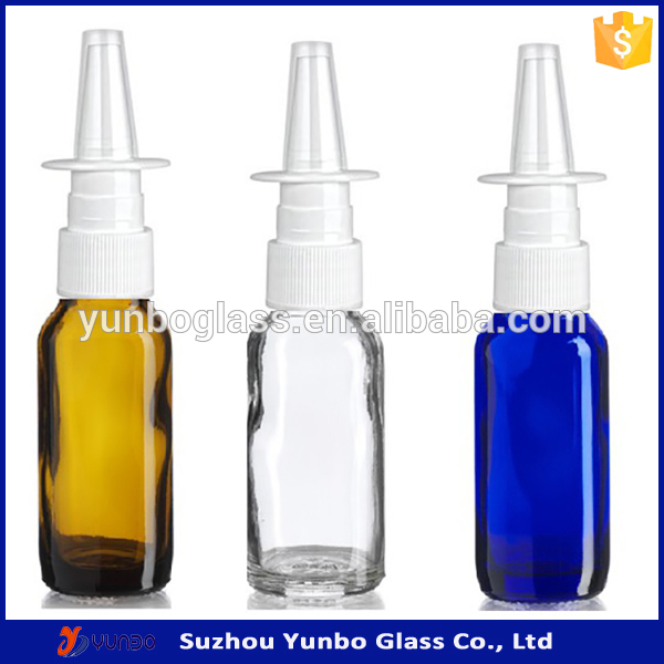 Hot Sale Pharmecutical Green Euro Dropper Glass Bottle with Nasal Sprayer