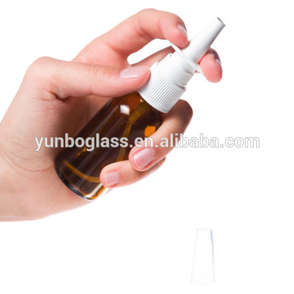 Hot Sale Pharmecutical Green Euro Dropper Glass Bottle with Nasal Sprayer