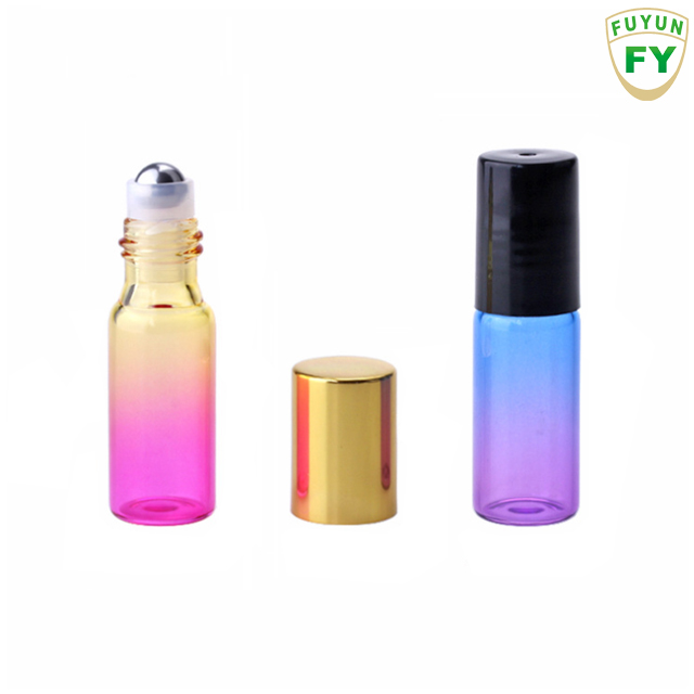 Hot Sale Rainbow Color Frosted Red Yellow Blue Green Body Essential Oil Perfume Roll on Glass Bottle 10ml