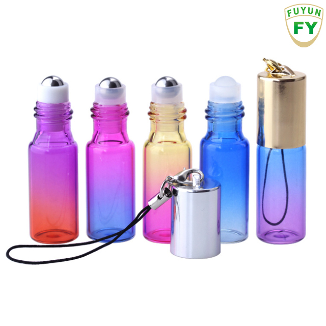 Hot Sale Rainbow Color Frosted Red Yellow Blue Green Body Essential Oil Perfume Roll on Glass Bottle 10ml