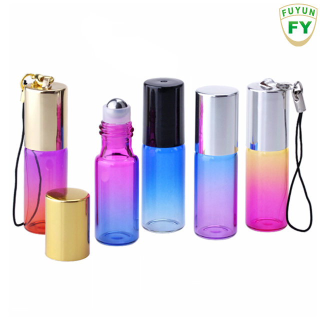 Hot Sale Rainbow Color Frosted Red Yellow Blue Green Body Essential Oil Perfume Roll on Glass Bottle 10ml