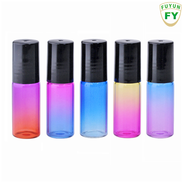 Hot Sale Rainbow Color Frosted Red Yellow Blue Green Body Essential Oil Perfume Roll on Glass Bottle 10ml