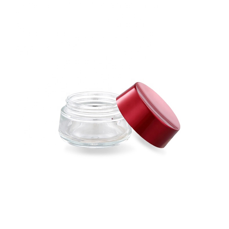 Hot Sale Red Lid Round Shape Glass Eye Cream 100g Cosmetic Glass Jar