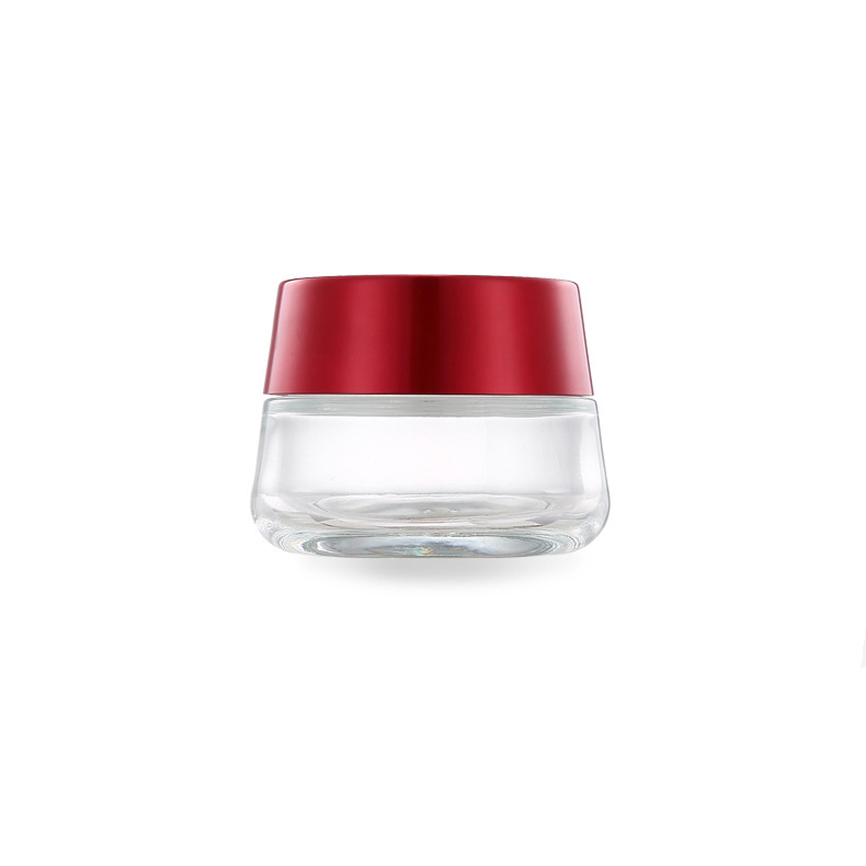 Hot Sale Red Lid Round Shape Glass Eye Cream 100g Cosmetic Glass Jar
