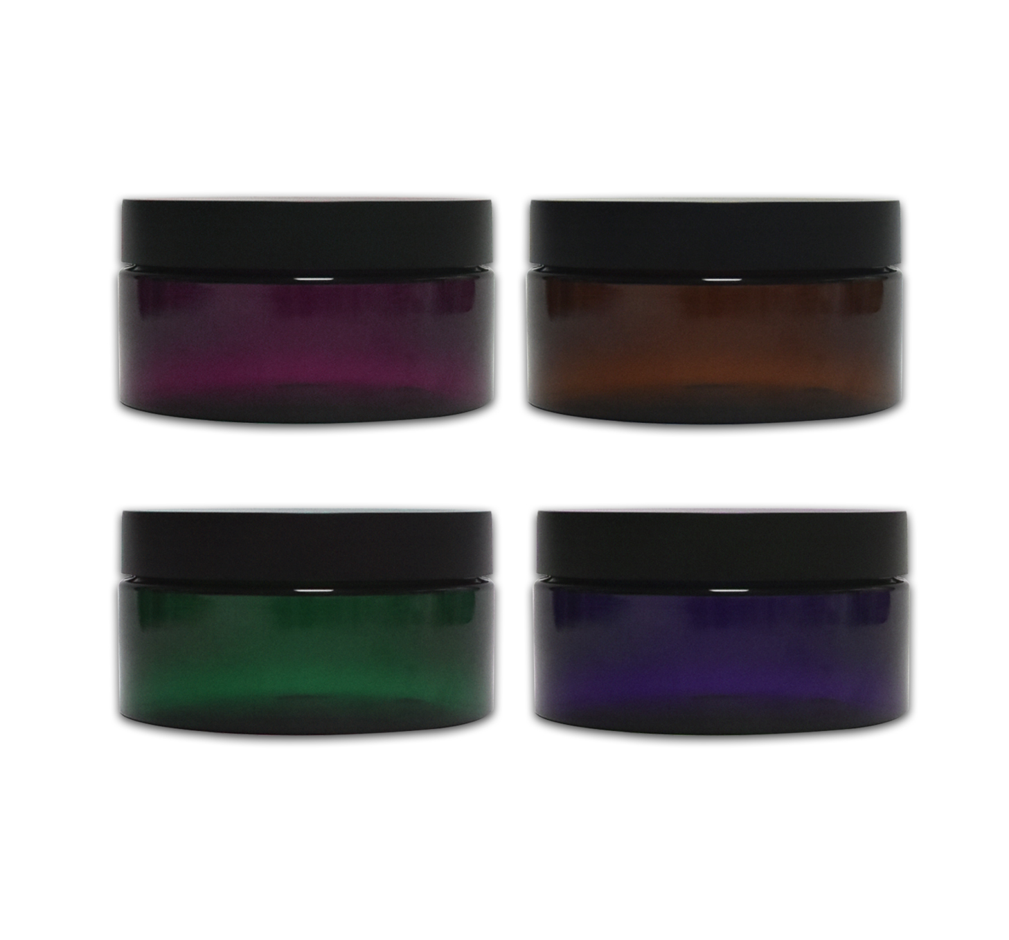 Hot Sale Round 200g PET 200ml Plastic Amber Hair Wax Facial Cream Packaging Plastic Jar with Black Screw Cap