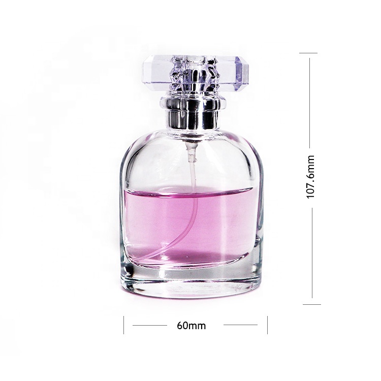 Hot Sale Round Clear Empty Luxury Glass Perfume Spray Bottle 55 ml For Women