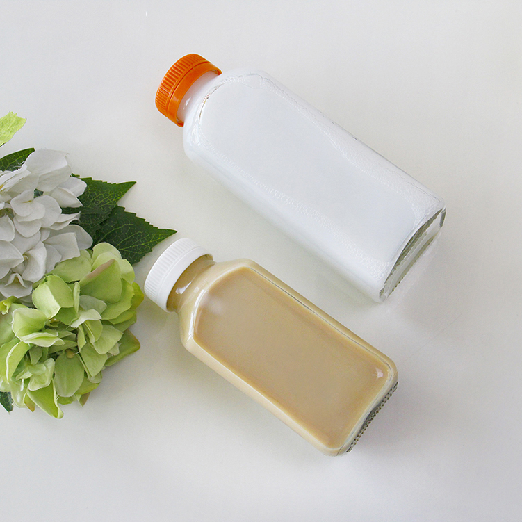 Hot Sale Square 250ml 500ml Tall Dairy Shoppe Milk Glass Bottle Vintage Style With Cap