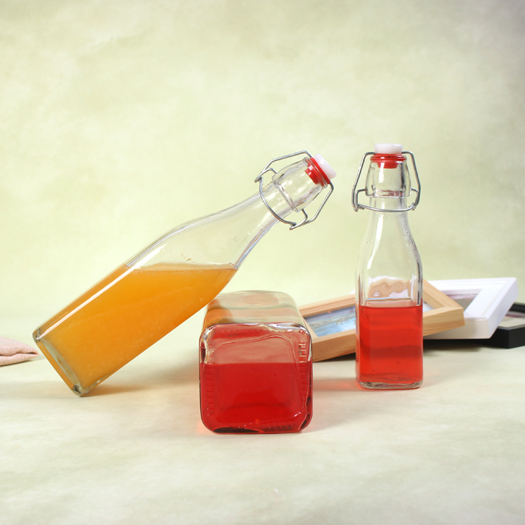 Hot Sale Square Glass Alcohol Beer Bottle 120ml 500ml 900ml with Crown Top Cap