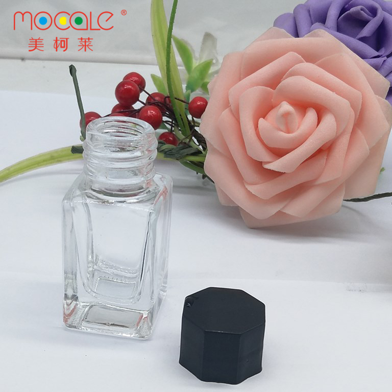 Hot Sale Square Glass Ink Bottle With Plastic Lids 15ml Mini Ink Bottle