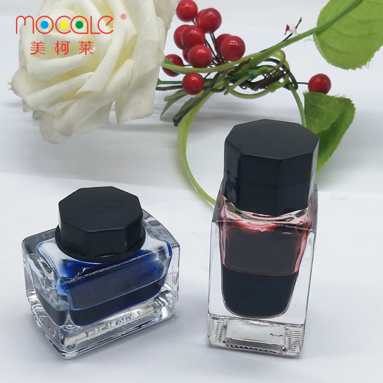 Hot Sale Square Glass Ink Bottle With Plastic Lids 15ml Mini Ink Bottle
