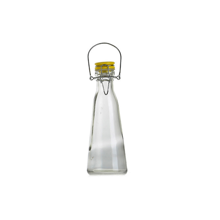Hot Sale Square Shape Clear Sealed Glass Beverage Storage Bottles with Swing rod