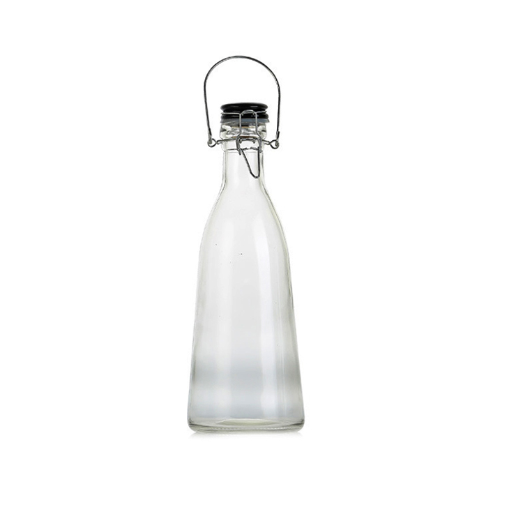 Hot Sale Square Shape Clear Sealed Glass Beverage Storage Bottles with Swing rod