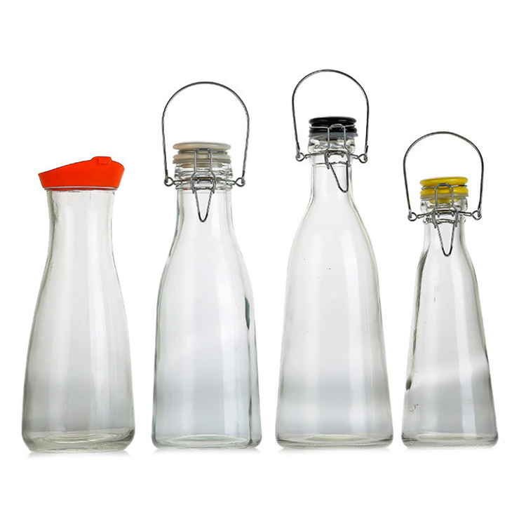 Hot Sale Square Shape Clear Sealed Glass Beverage Storage Bottles with Swing rod