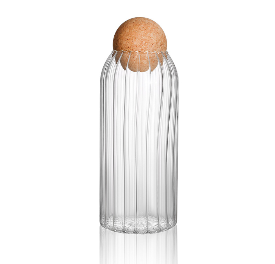 Hot Sale Storage Round High Borosilicate Home Good Hand Blown Glass Jar with Cork Round Ball