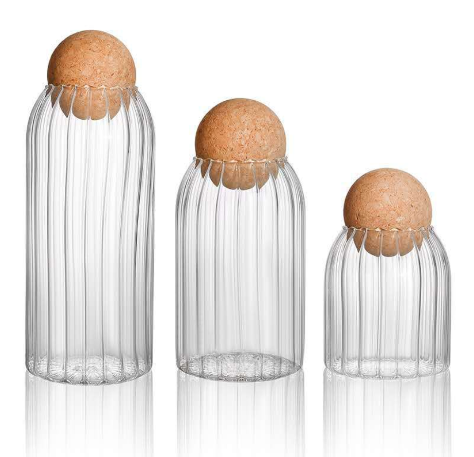 Hot Sale Storage Round High Borosilicate Home Good Hand Blown Glass Jar with Cork Round Ball