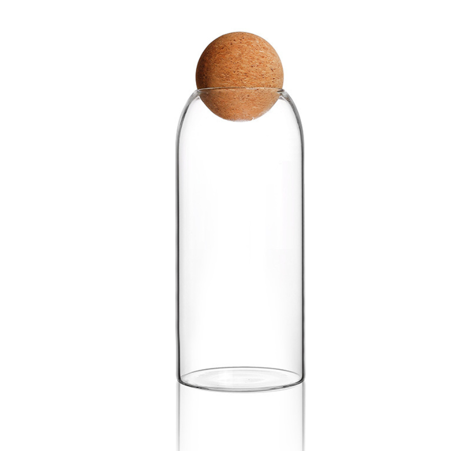 Hot Sale Storage Round High Borosilicate Home Good Hand Blown Glass Jar with Cork Round Ball