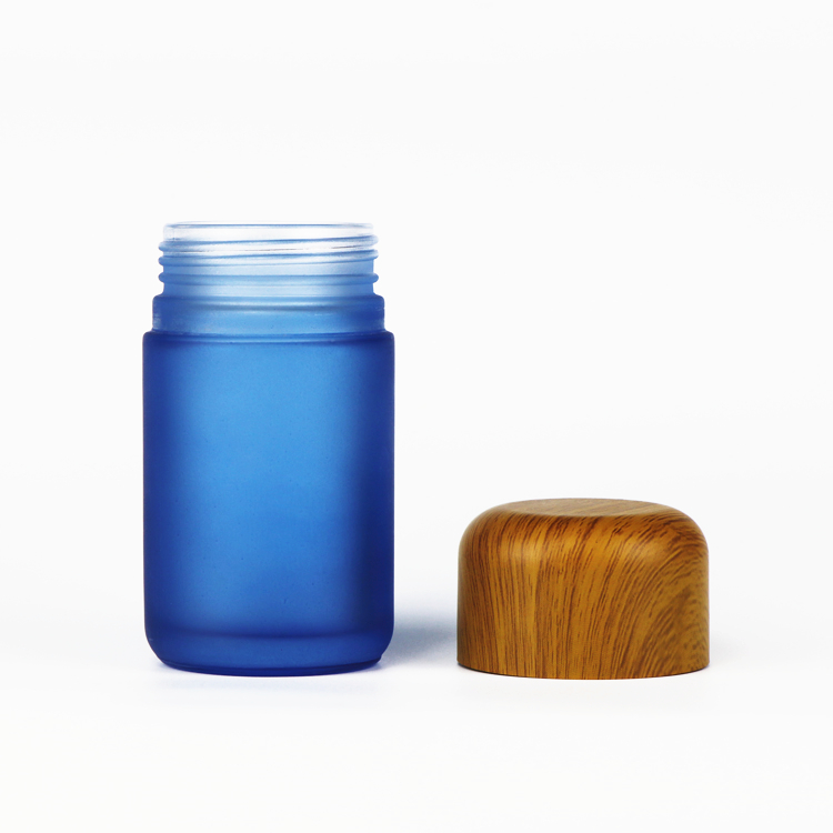 Hot Sale Straight Side Round Clear Hemp Glass Jar with Black Lid