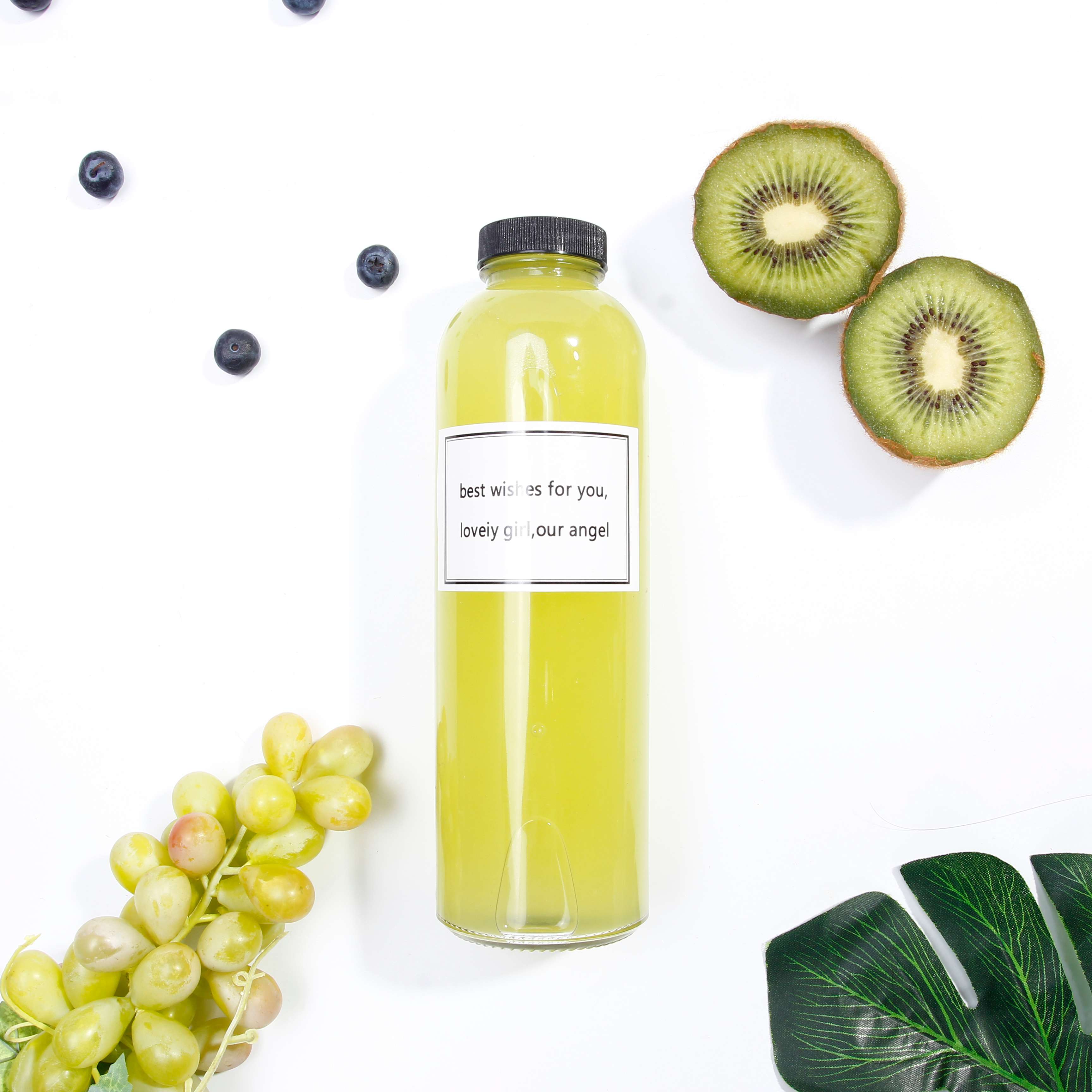 Hot Sale Thin Body Glass Juice Bottles 500ml 16oz with Screw Lids Juice Tea Kombucha Drinks Package Popular Sale Beverage