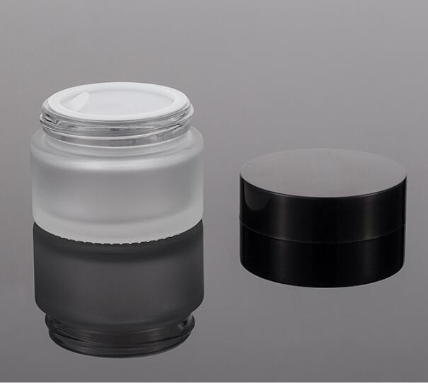 Hot Sale Transparent Frosting Cream Bottle Glass Jar with Plastic Lid