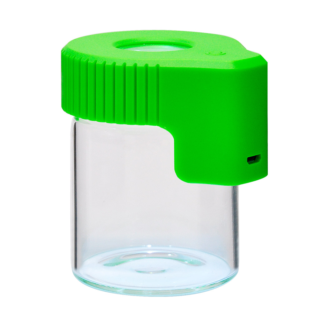 Hot Sale USB Charger Air Tight Storage Herb Stash Container Magnifying Mag Led Glass Weed Jar