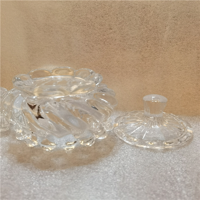 Hot Sale Unique Shape Handmade Glass Candy Jar With Lid