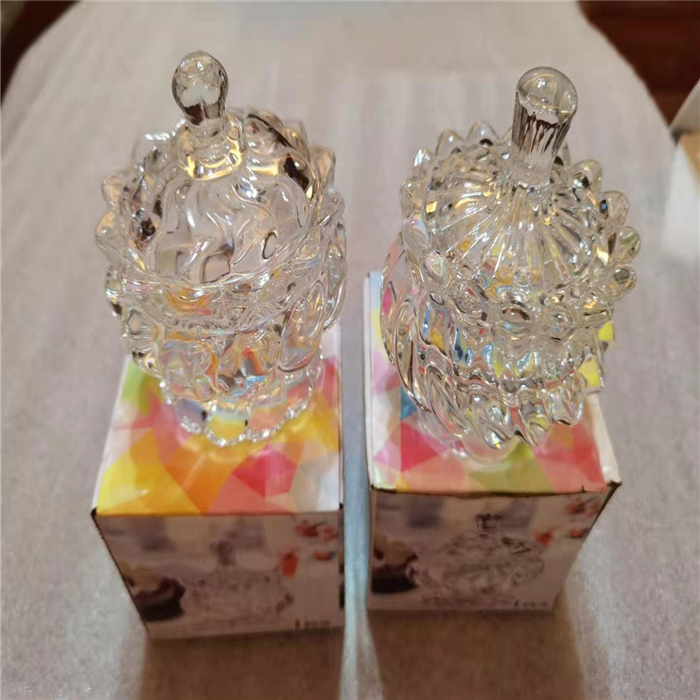 Hot Sale Unique Shape Handmade Glass Candy Jar With Lid