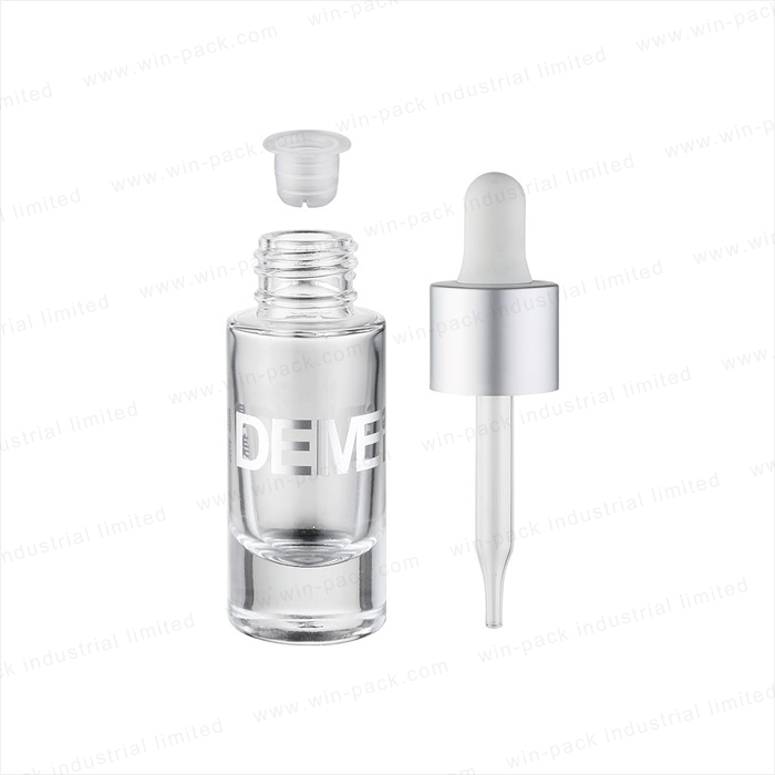 Hot Sale Winpack Simple Design Transparent Glass Bottle with Gold Aluminum Dropper 30ml 50ml