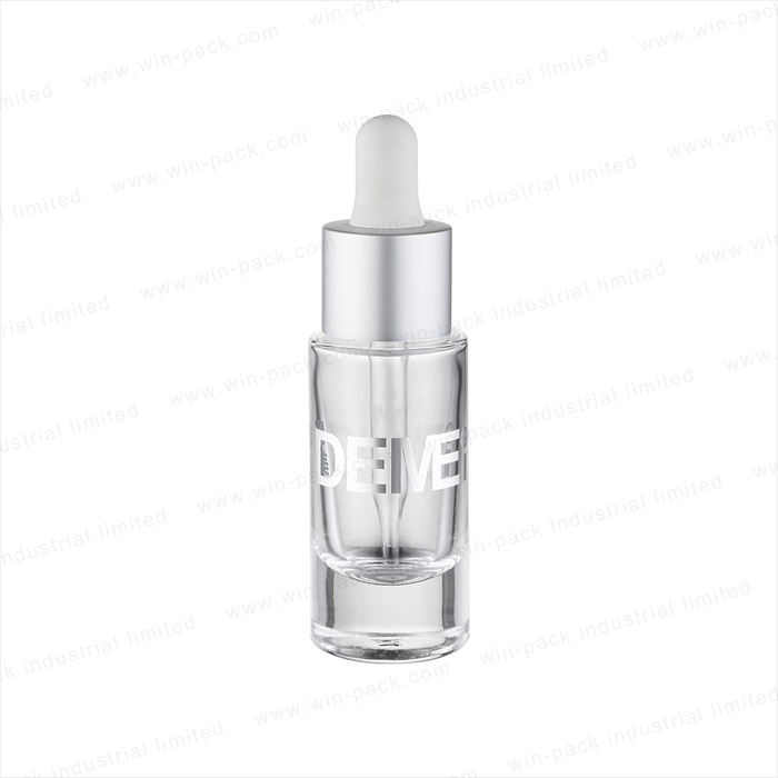 Hot Sale Winpack Simple Design Transparent Glass Bottle with Gold Aluminum Dropper 30ml 50ml