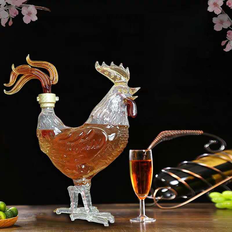 Hot Sale Zodiac Animal Shape Glass Hand Made Dragon Liquor Bottle / Dragon Decanter for Whiskey Brandy