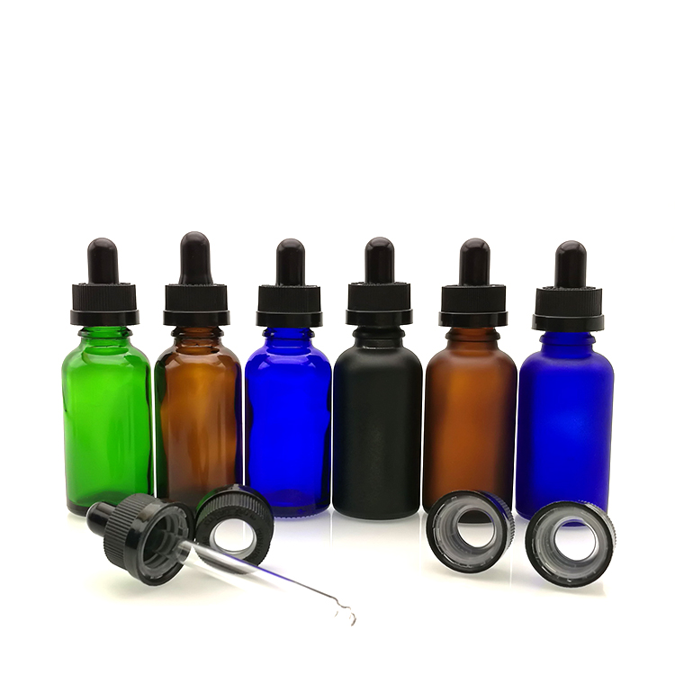 Hot Sale amber clear blue green smoking oil 5ml 10ml 20ml 30ml 50ml 100ml glass dropper bottles with childproof cap