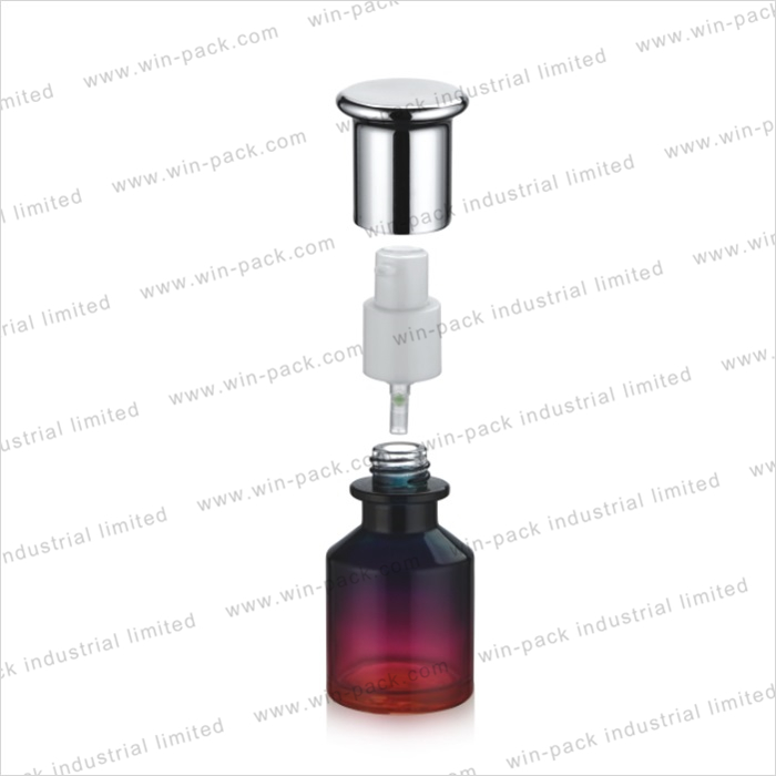 Hot Sale glass lotion packing bottle aluminum cap gradient red color of bottle and jar in 40ml 130ml with high quality