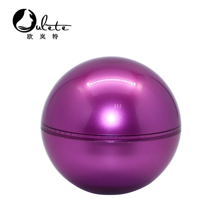 Hot Sale purple color 30ml 50ml ball shape plastic acrylic cream container cosmetic packaging jar