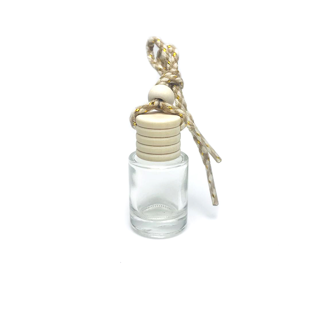 Hot Sale wholesale Stock High quality 10ml Empty hanging car perfume glass bottle with wood lid