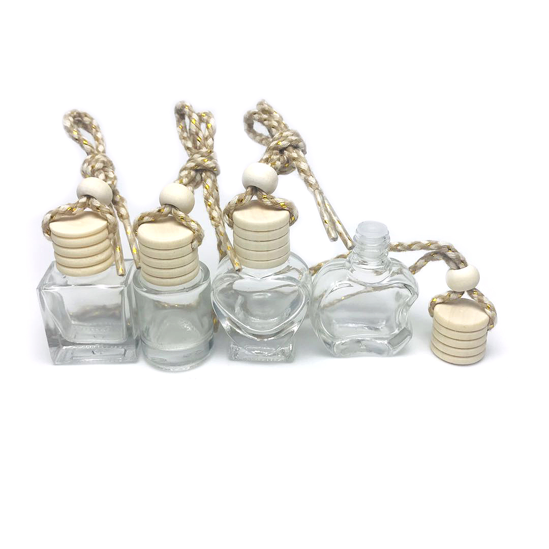Hot Sale wholesale Stock High quality 10ml Empty hanging car perfume glass bottle with wood lid