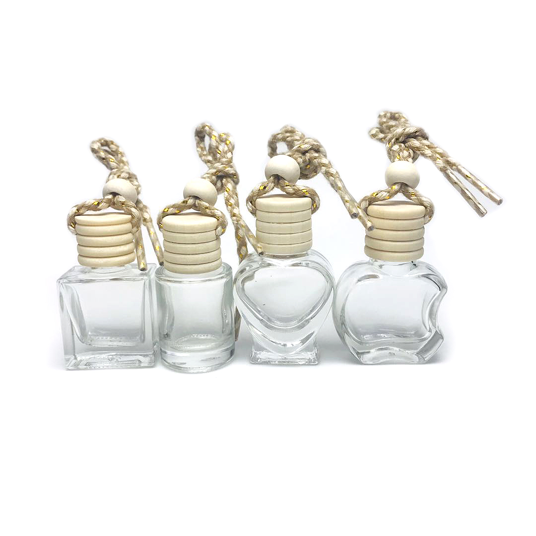 Hot Sale wholesale Stock High quality 10ml Empty hanging car perfume glass bottle with wood lid