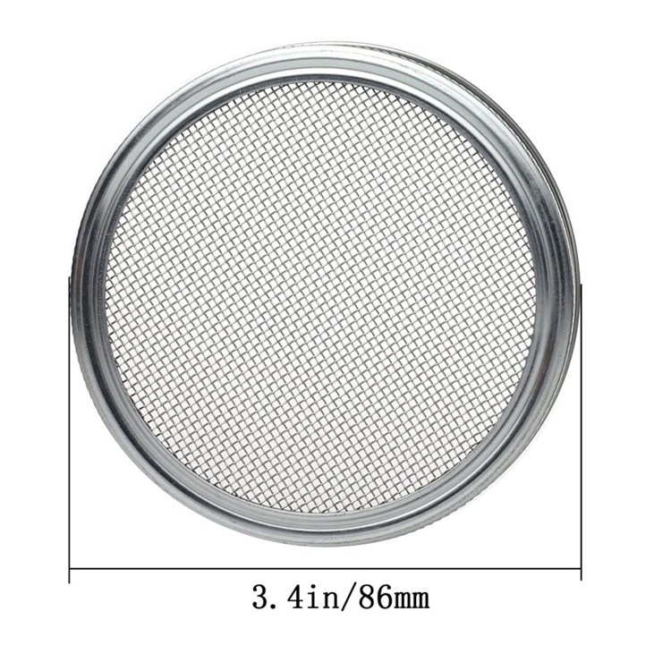 Hot Sales 86mm Stainless Steel Sprout Lid for Wide Mouth Glass Jars 70mm Screen Net Lid for Sprouter