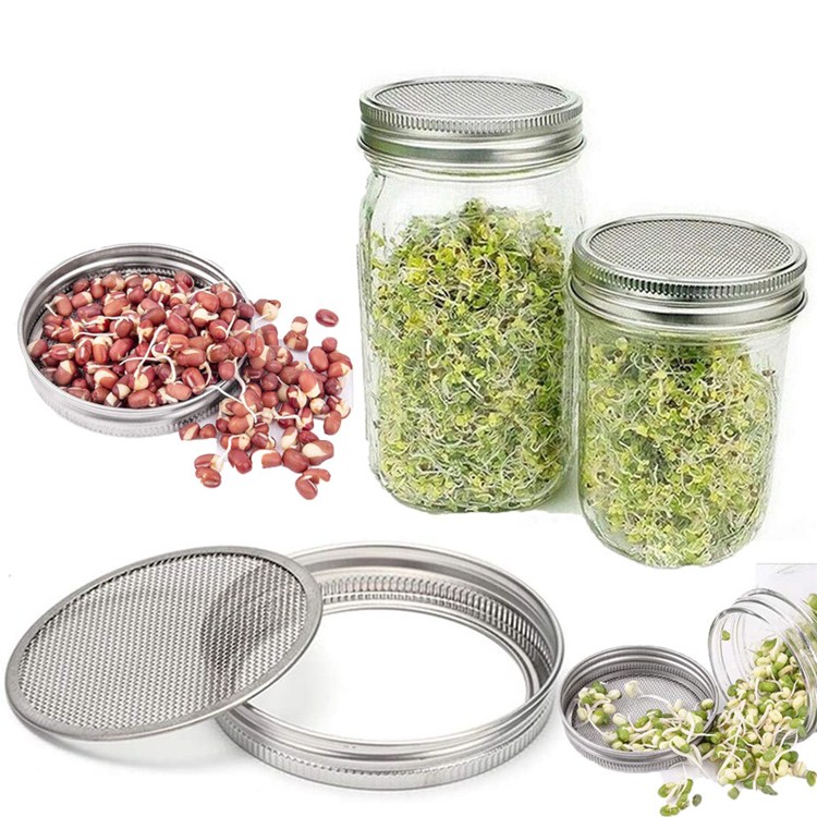 Hot Sales 86mm Stainless Steel Sprout Lid for Wide Mouth Glass Jars 70mm Screen Net Lid for Sprouter