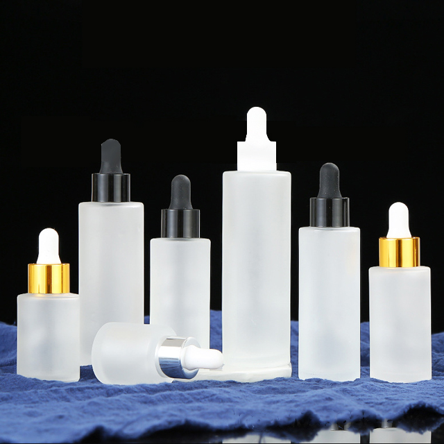 Hot Sales Cosmetic Empty 30ml Flat Shoulder Essential Oil Dropper Glass Bottle
