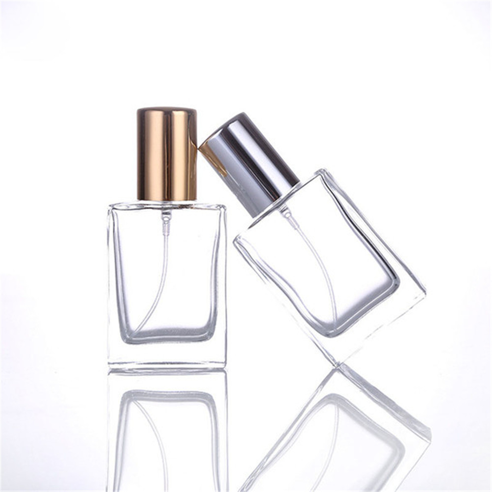 Hot Sales Custom Cosmetic Empty Square Perfume Refillable 15ml 30ml 50ml 100ml Spray Pump Perfume Glass Bottle With Atomizer