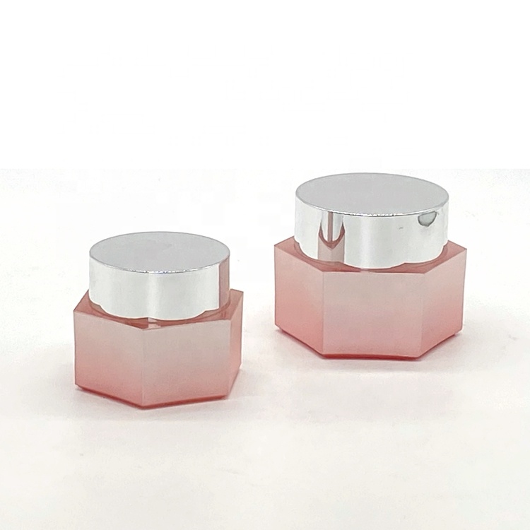 Hot Sales Eco Friendly Plastic Beauty Pink Hexagonal Cosmetic Containers Acrylic Jar 30g For Face Cream