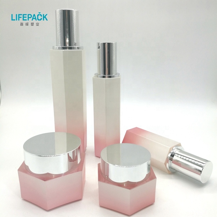 Hot Sales Eco Friendly Plastic Beauty Pink Hexagonal Cosmetic Containers Acrylic Jar 30g For Face Cream
